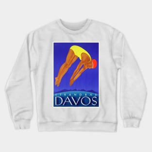 Vintage Travel Poster Switzerland Davos Crewneck Sweatshirt